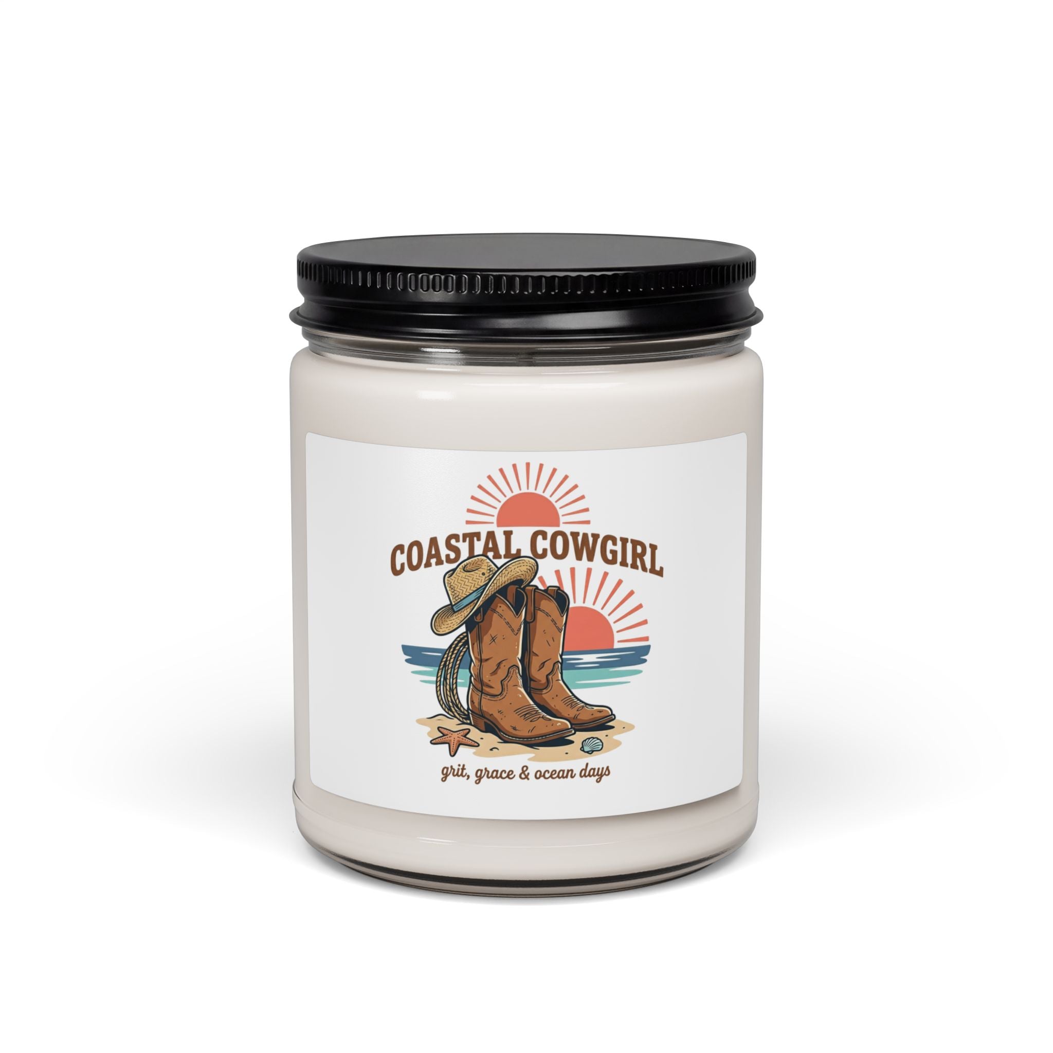 Coastal Cowgirl Soy Candle, rustic western prairie beach scent