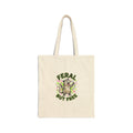 Feral But Free tote, chaotic quirky humor, millennial burnout aesthetic