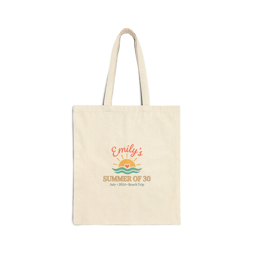 Personalized 'Summer of 30' Tote | Custom Age, Pastel Bow Beach Keepsake