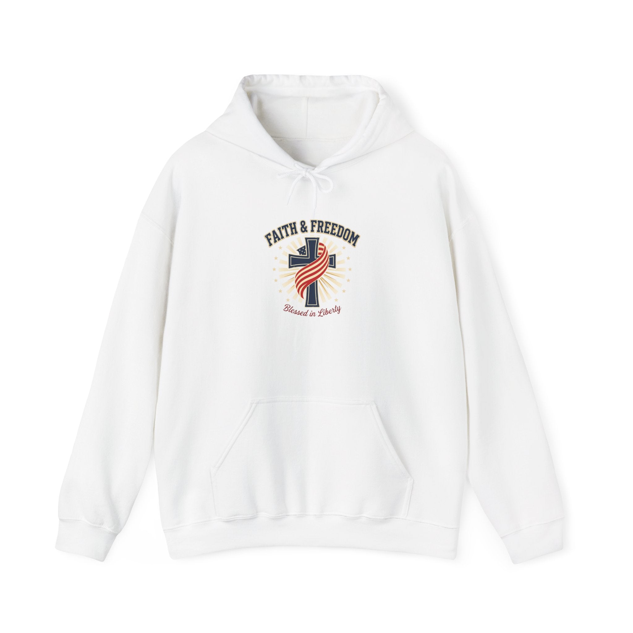 Faith & Freedom Cross Flag Hoodie | Patriotic, Faith-based, July 4th Vintage Americana