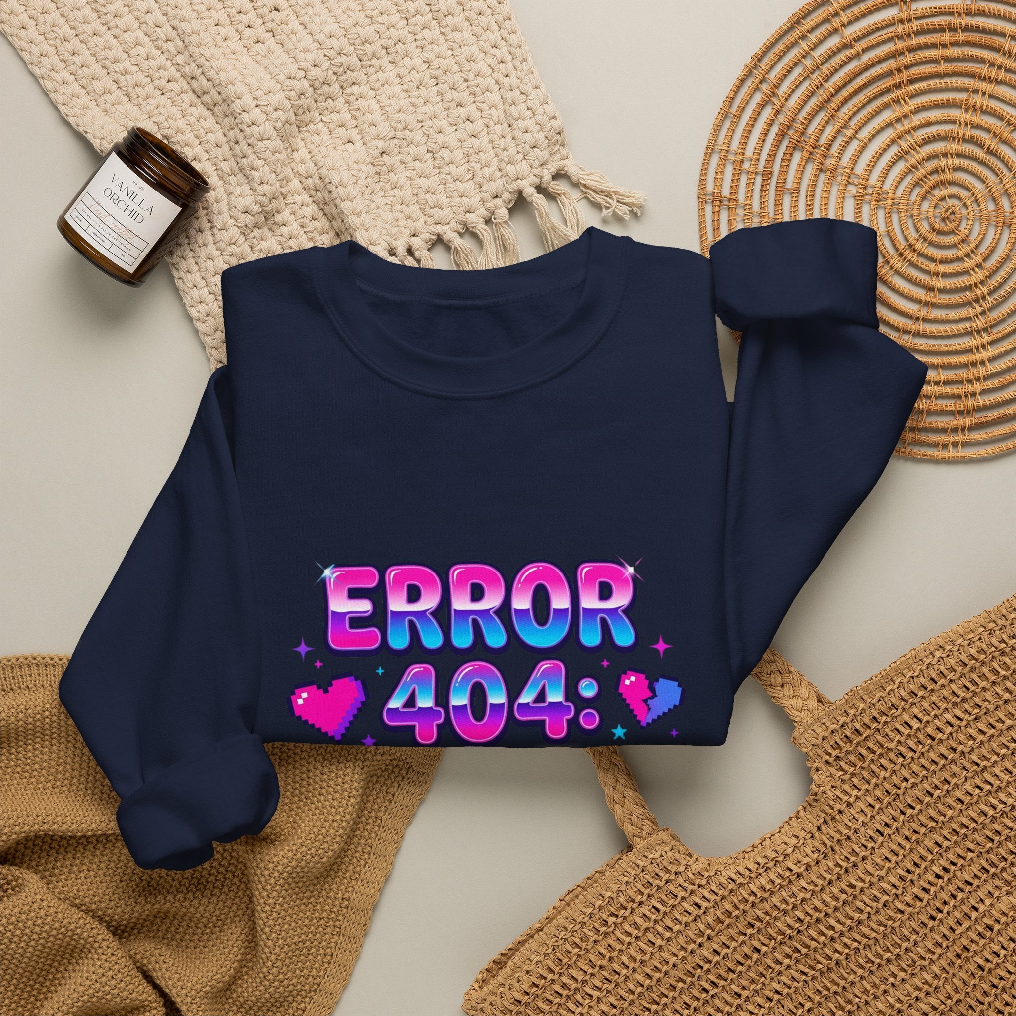Error 404 Feelings Not Found Sweatshirt | Y2K slogan, bubblegum glitter style