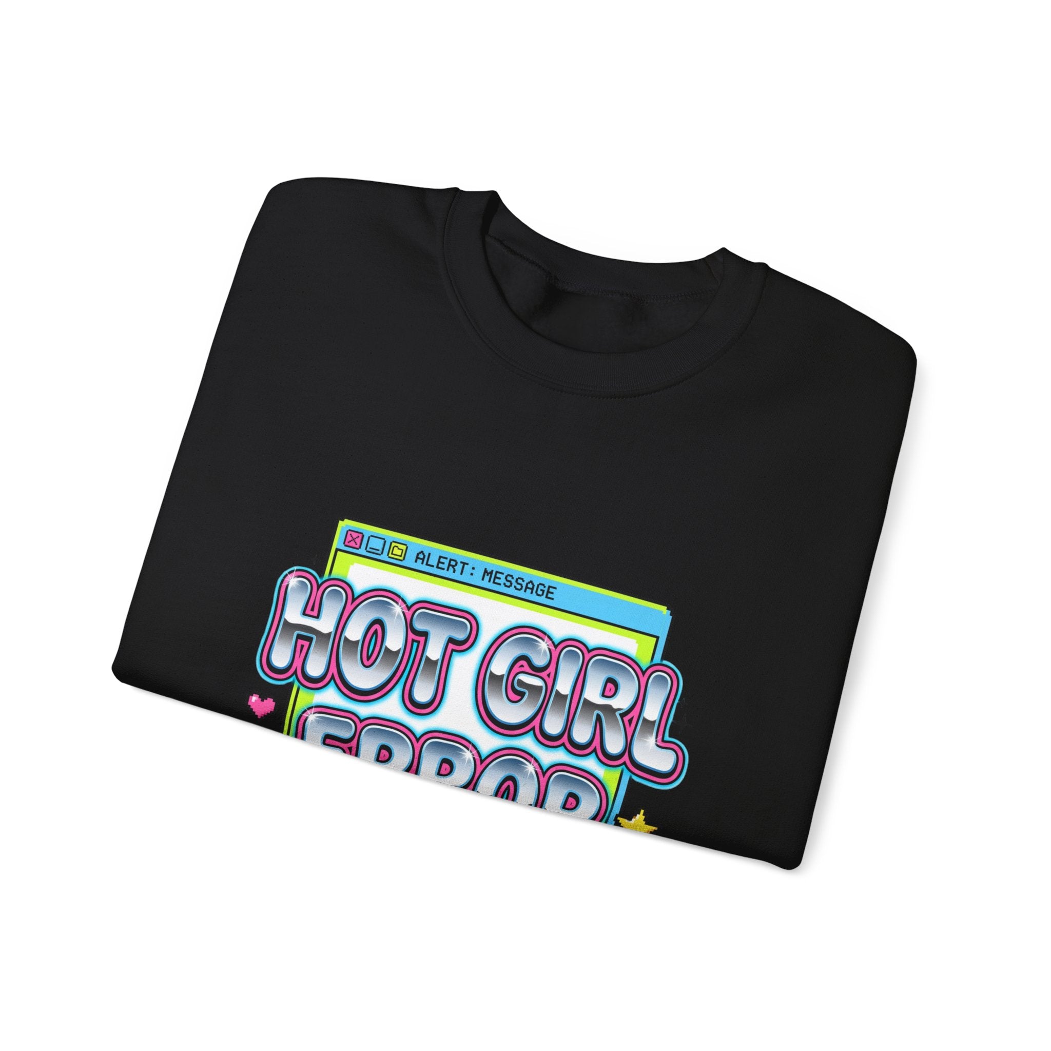 Hot Girl Error 404 Sweatshirt | Y2K slogan, cyber glitter, hot pink accents