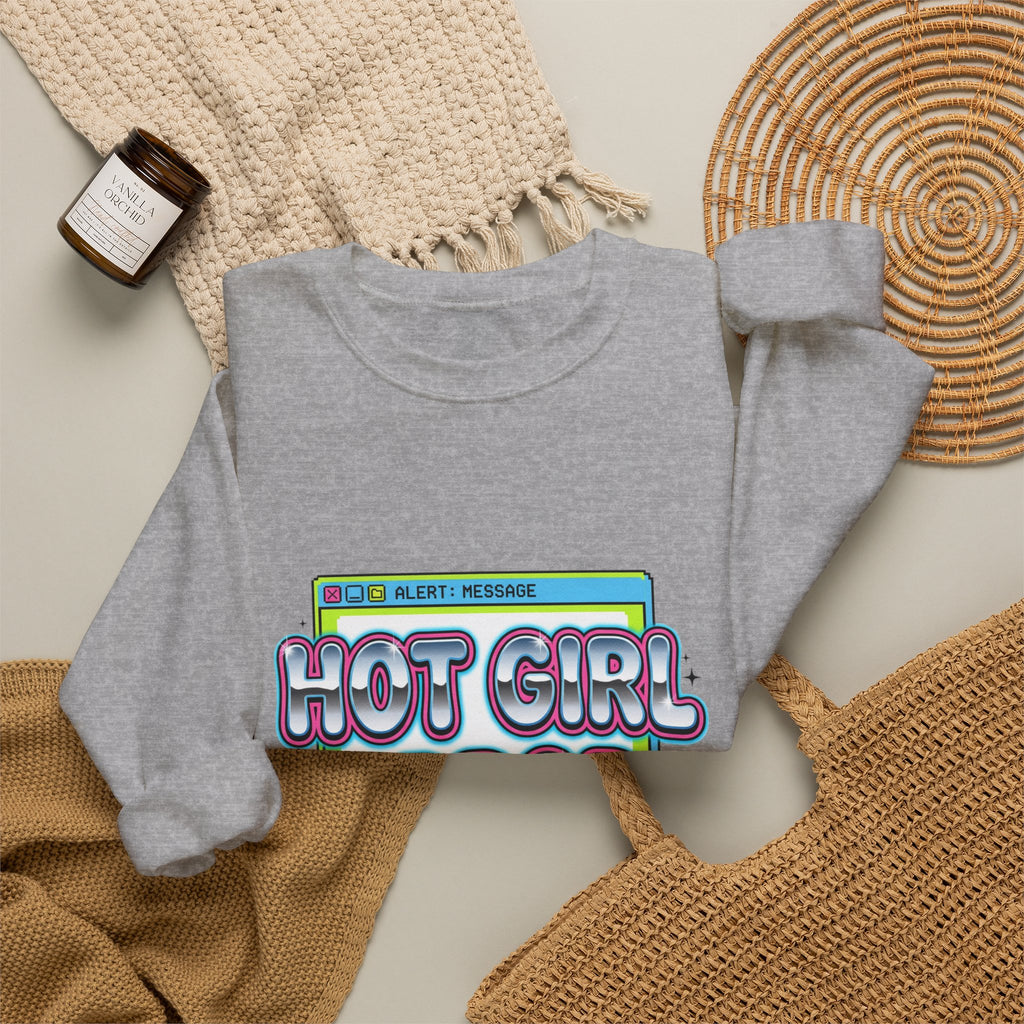 Hot Girl Error 404 Sweatshirt | Y2K slogan, cyber glitter, hot pink accents