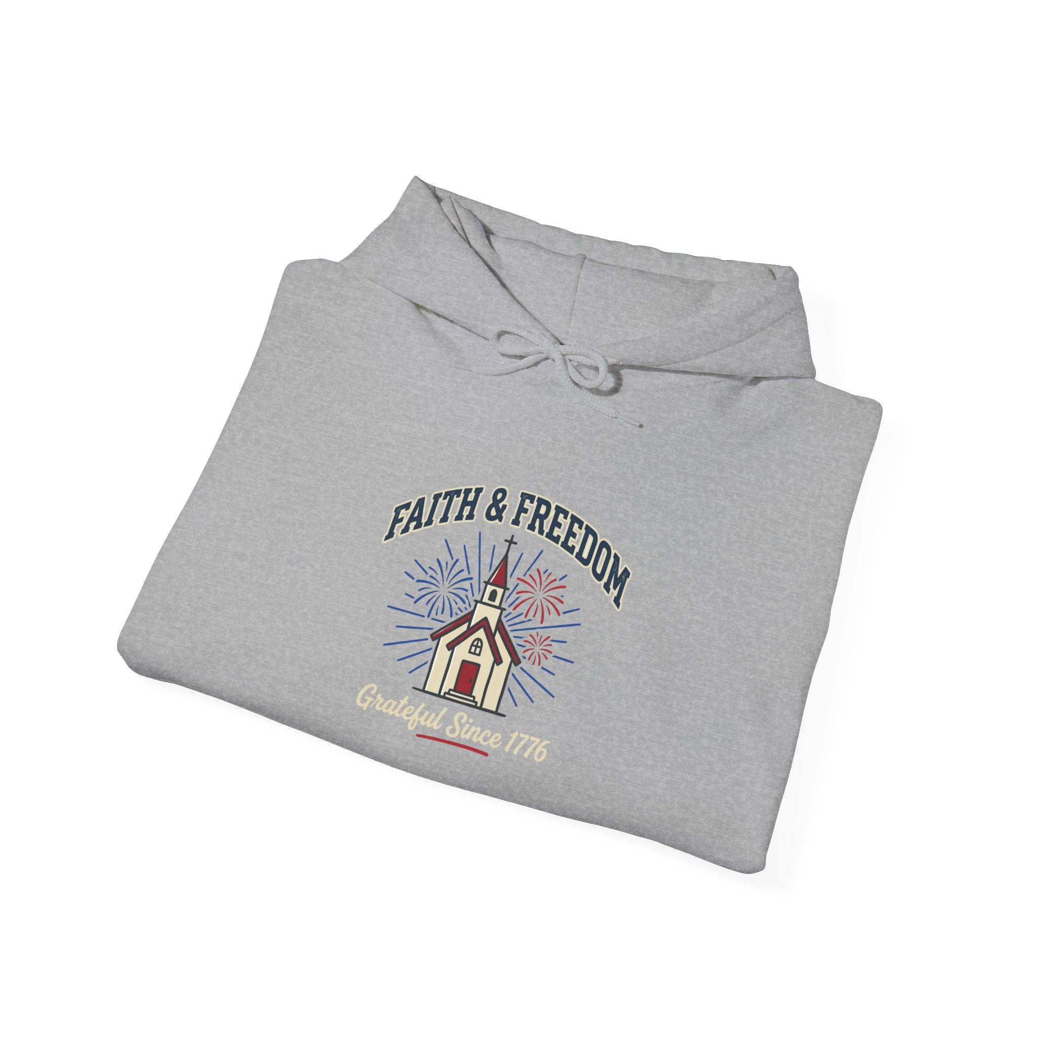 Faith & Freedom Church Graphic Hoodie | patriotic, faith-based, vintage Americana