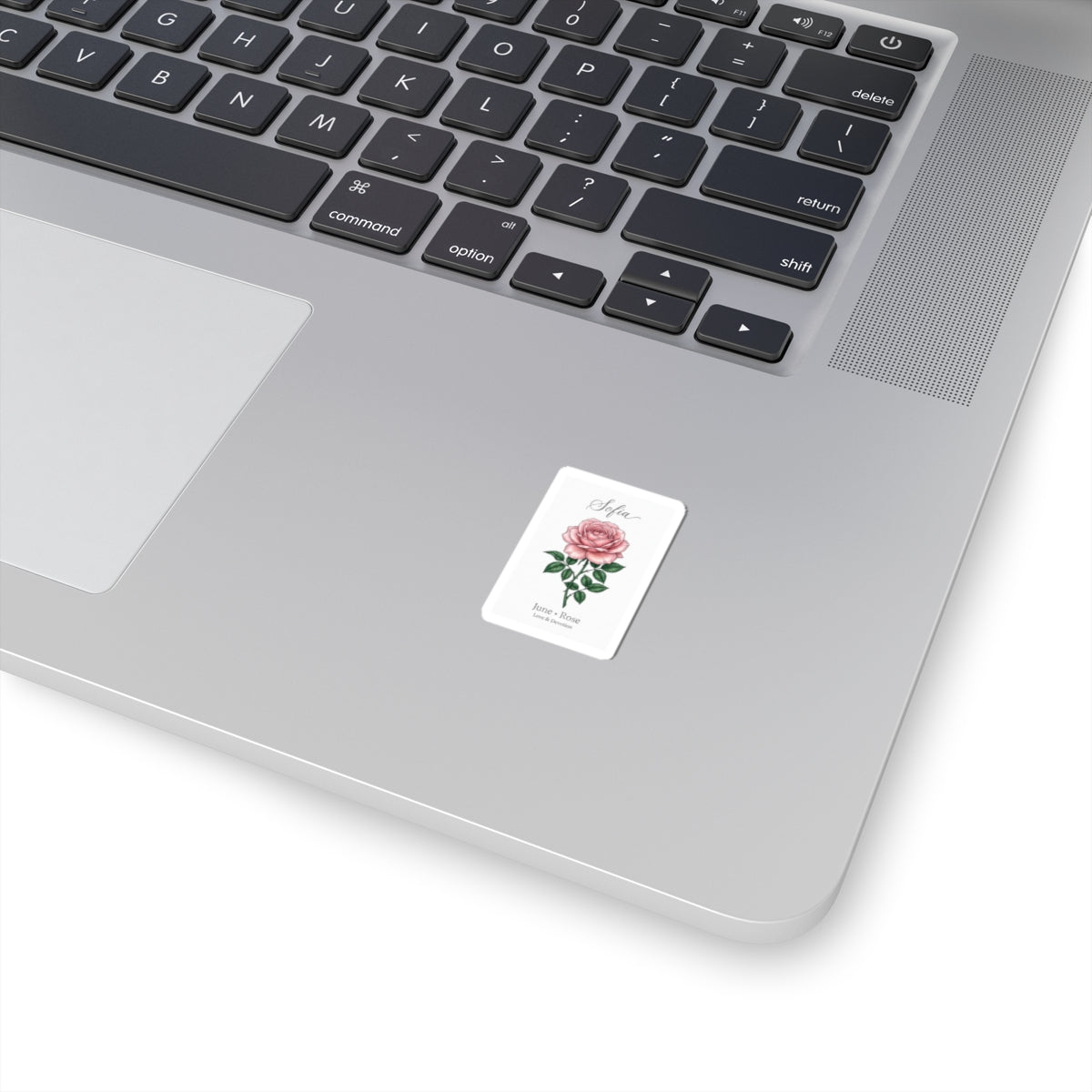 June Rose Birth Flower Sticker | Personalized Botanical, Watercolor Name