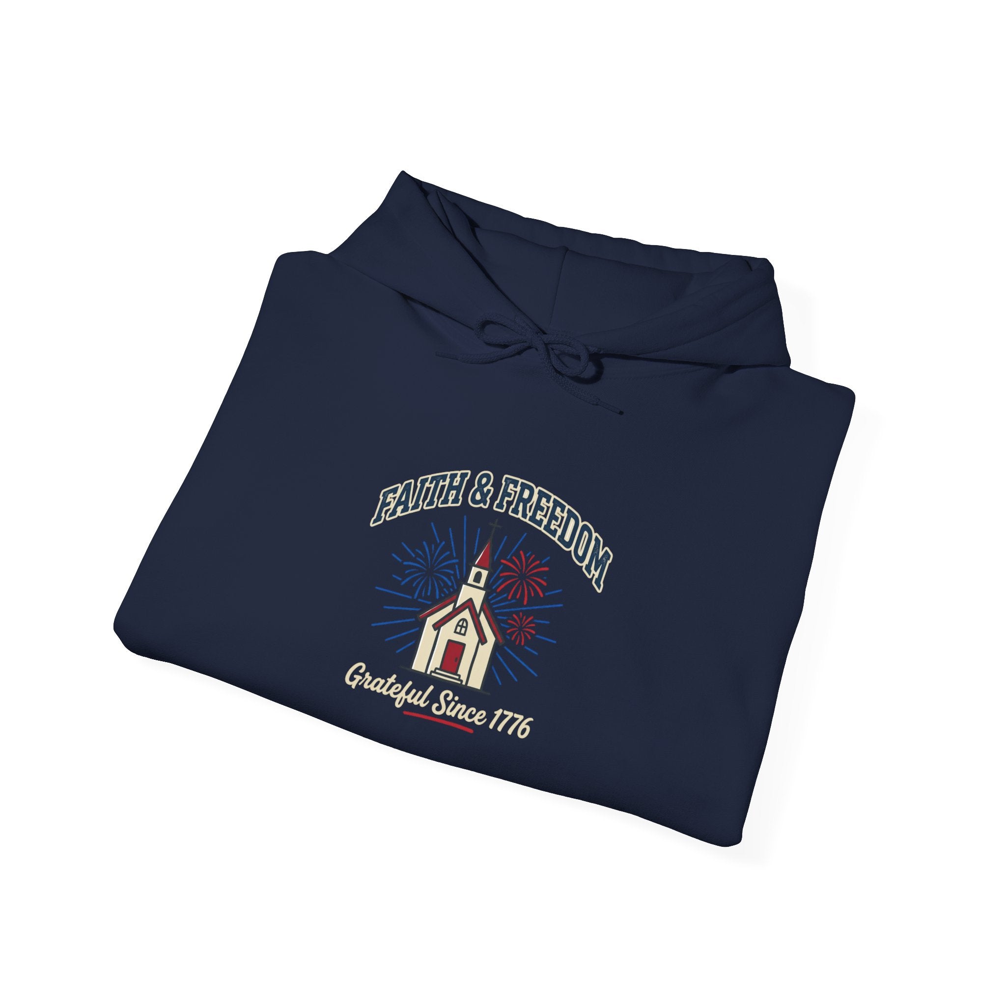 Faith & Freedom Church Graphic Hoodie | patriotic, faith-based, vintage Americana