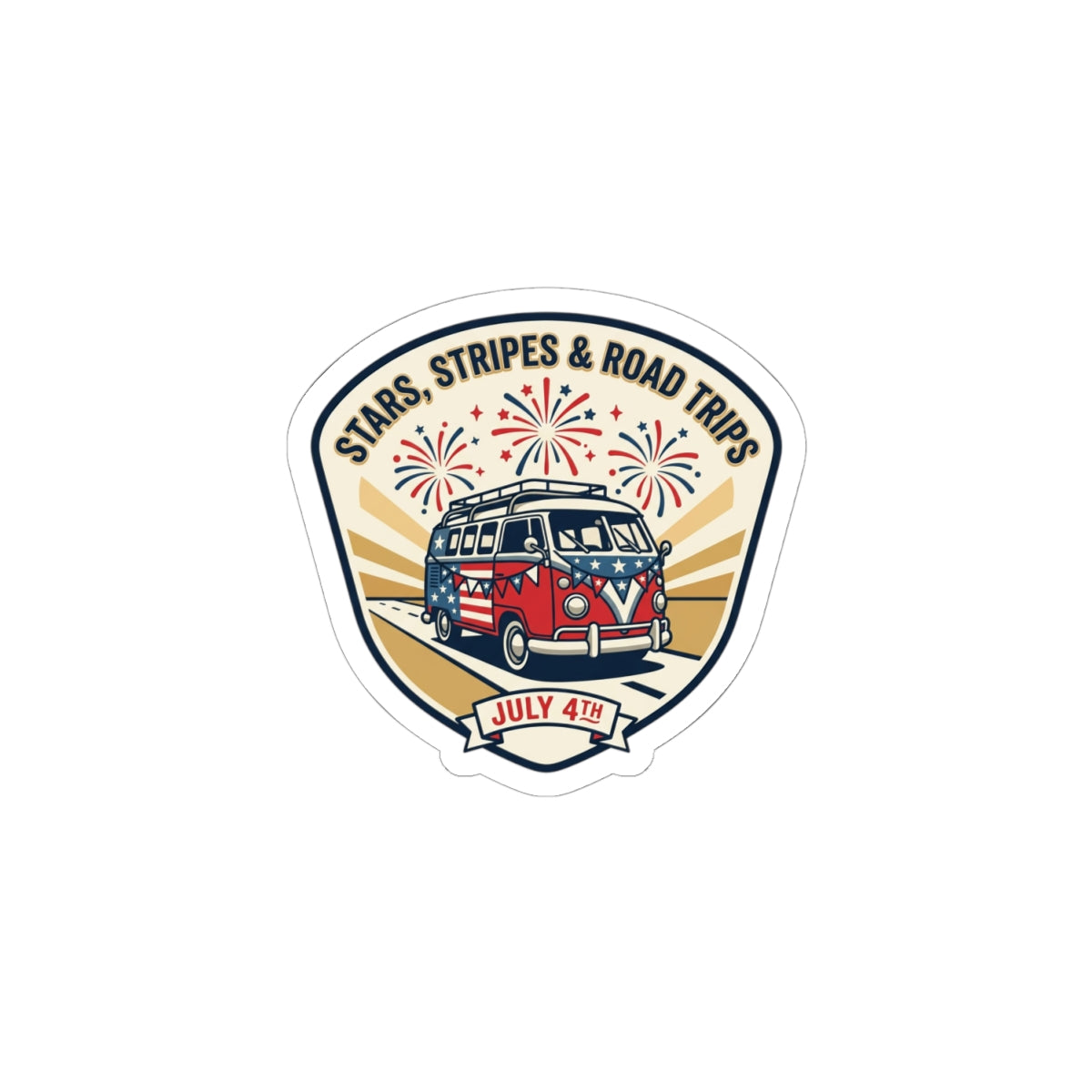 Stars & Stripes Road Trip Sticker | 4th of July, Vintage Americana