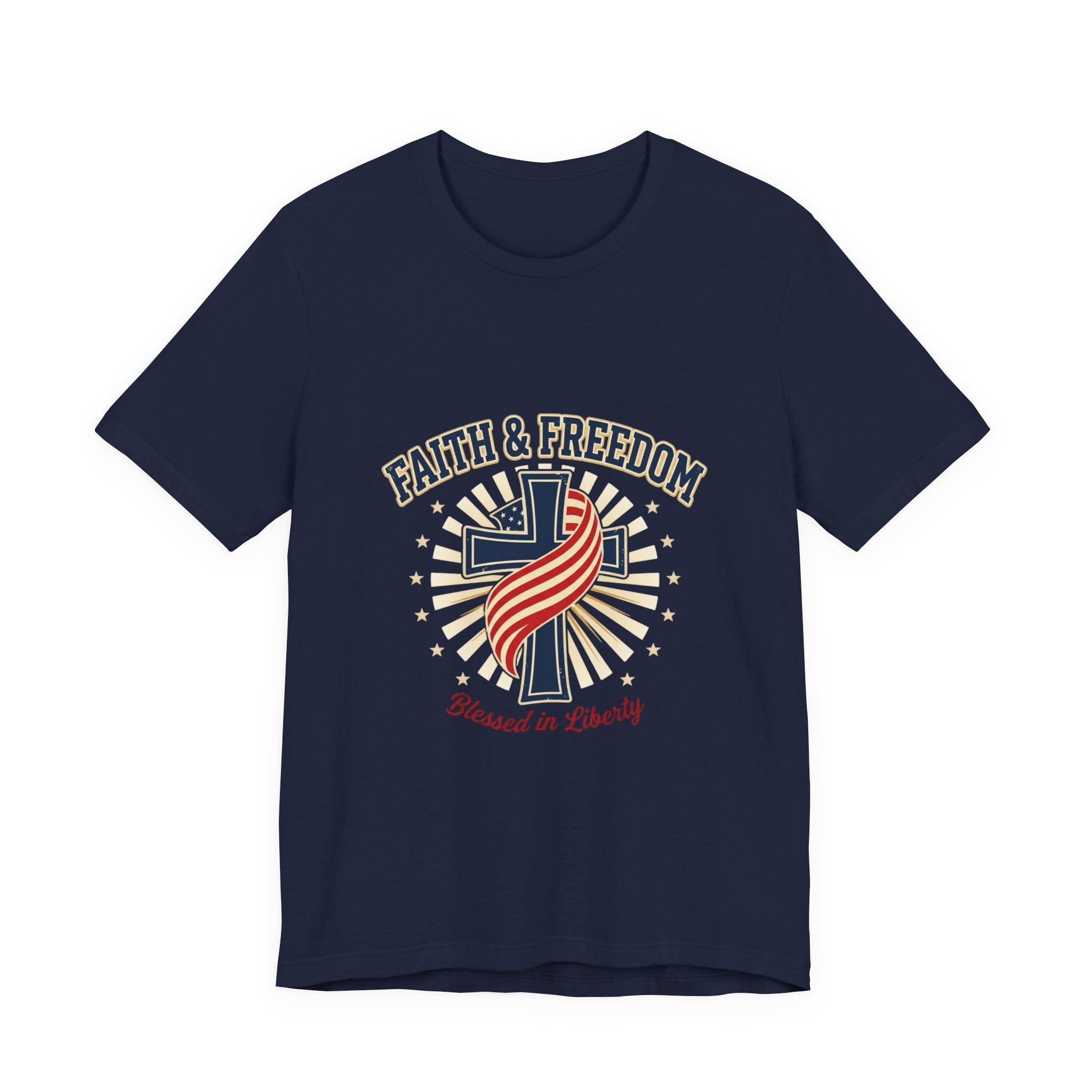 Faith & Freedom Cross Tee | patriotic, faith-based July 4th vintage Americana