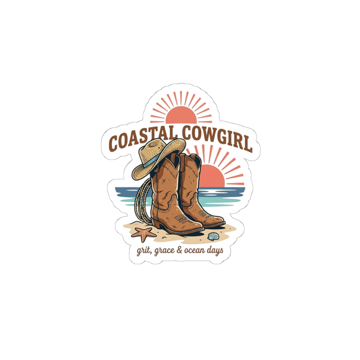 Coastal Cowgirl Boots Sticker | western rustic prairie rodeo