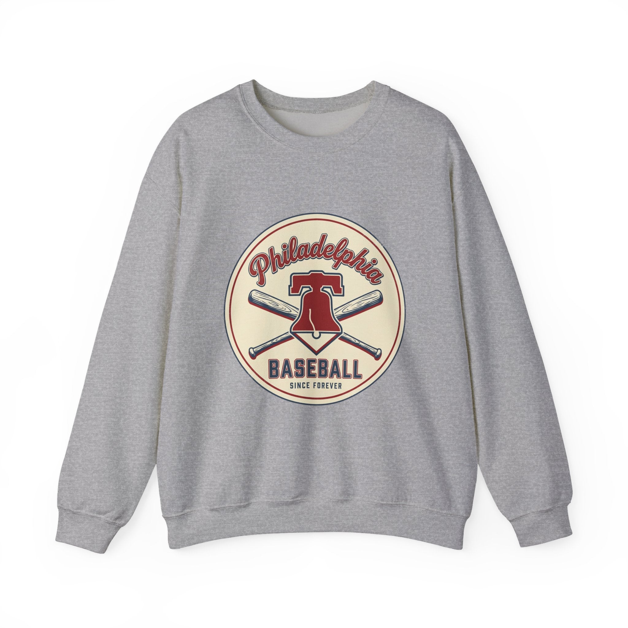 Philadelphia Baseball Crewneck, vintage script, state outline, athletic city pride