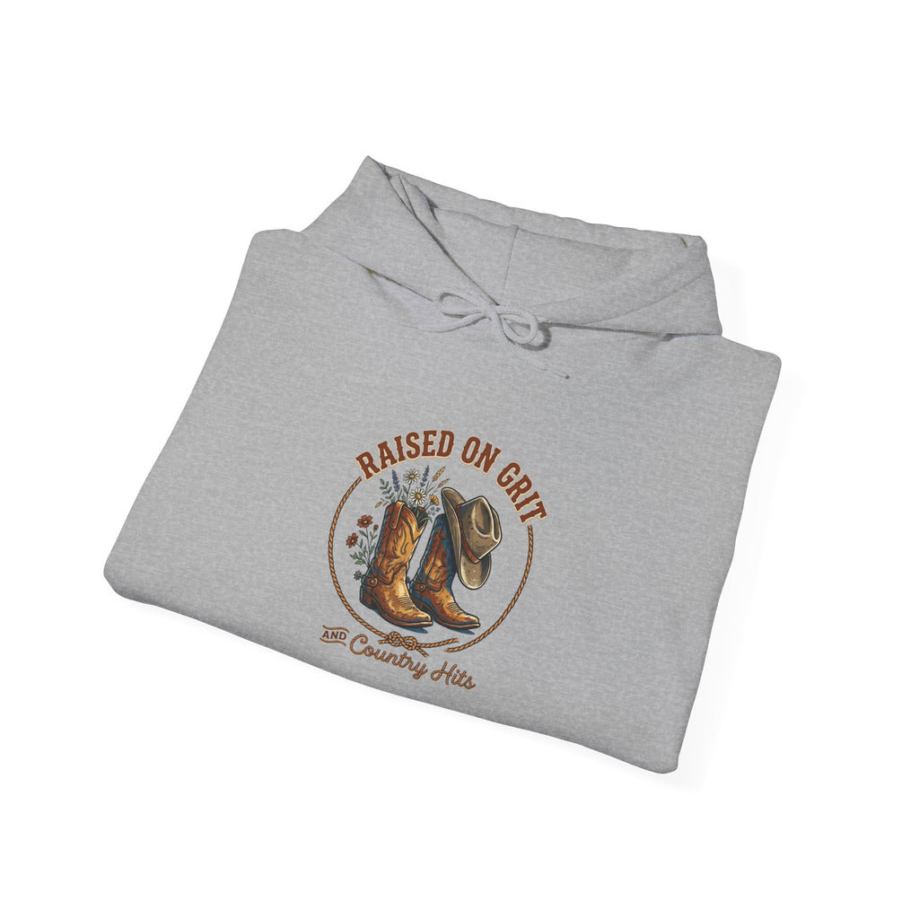 Raised on Grit Cowboy Boots Hoodie | western, rustic