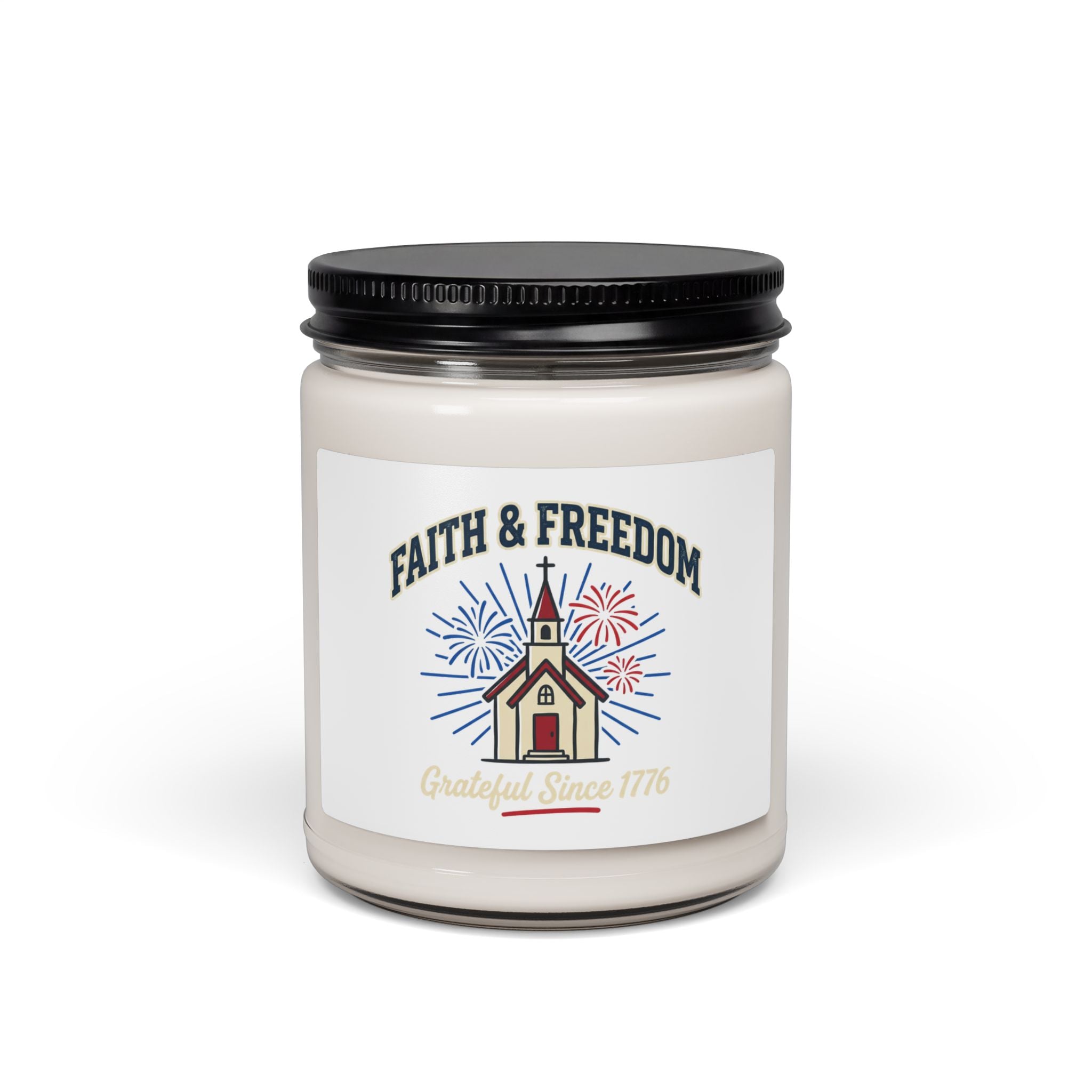 Faith & Freedom Church Candle, Patriotic Soy Candle | July 4th, Vintage Americana