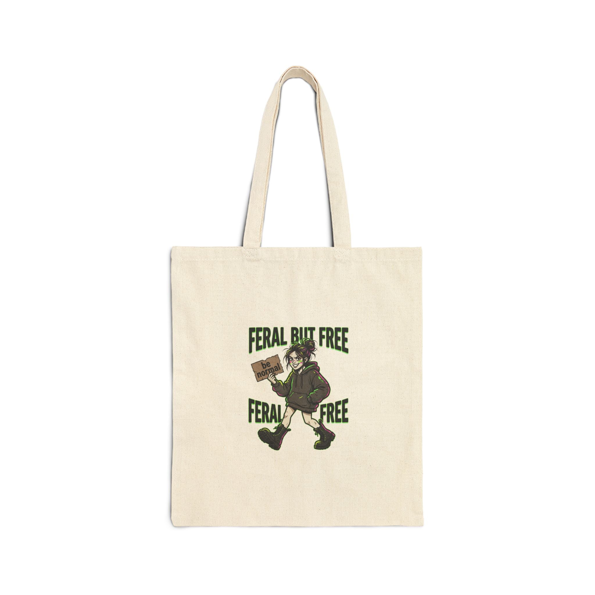 Feral But Free tote | chaotic quirky humor, millennial burnout