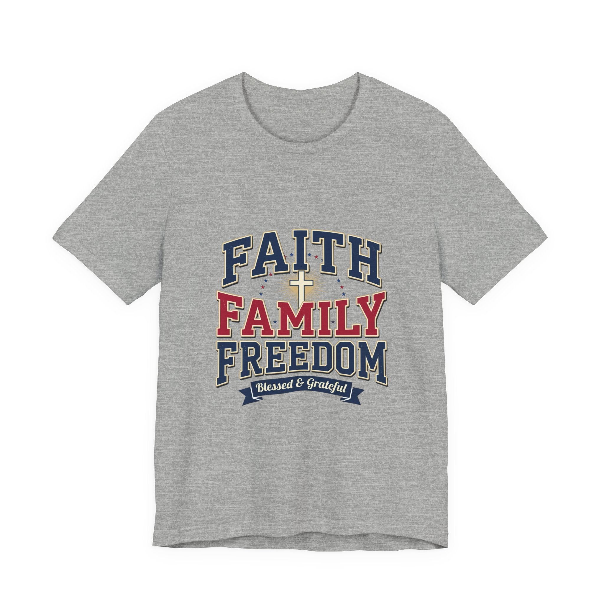 Faith Family Freedom Tee | Faith-based Patriotic July 4th, Vintage Americana