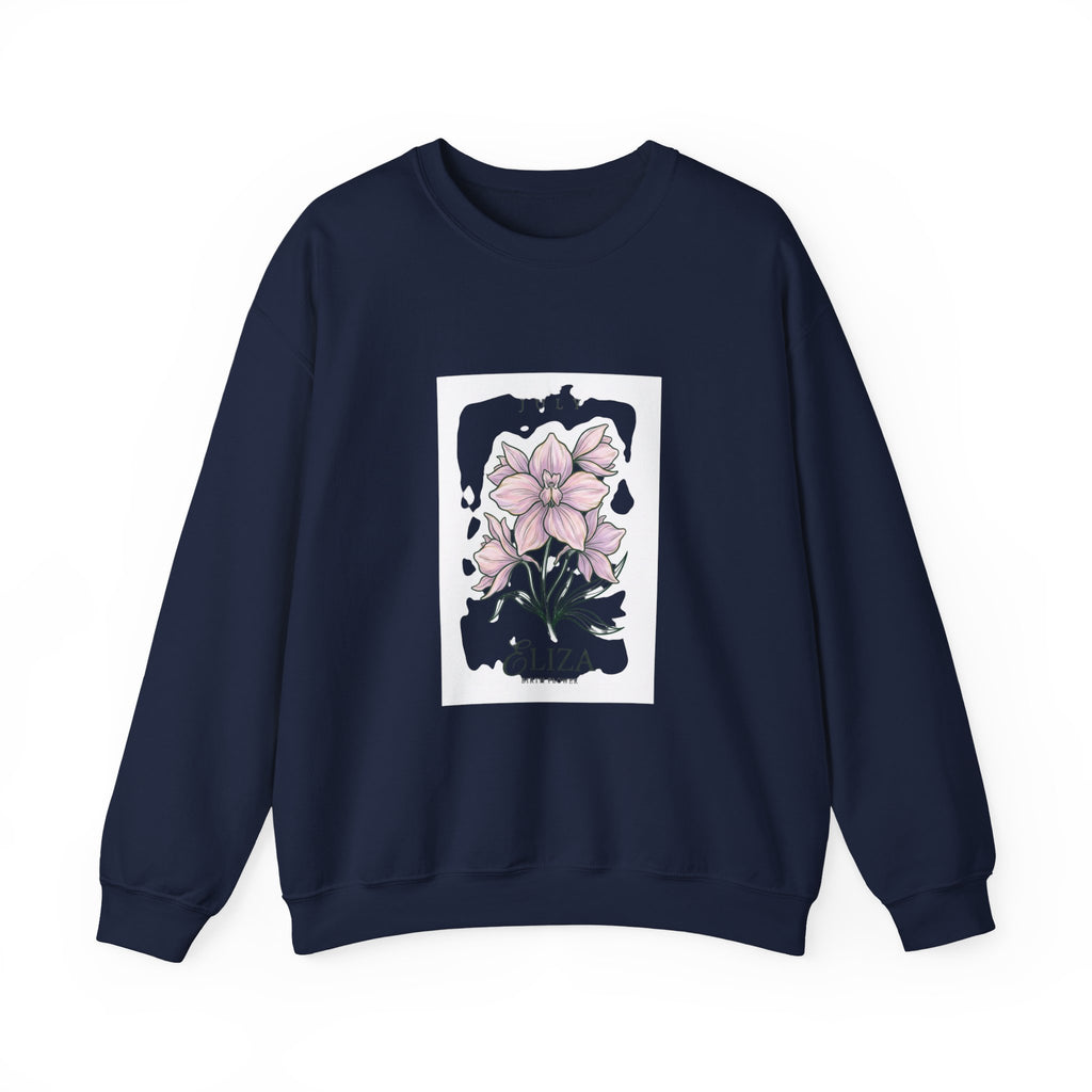 July Birth Flower Crewneck Sweatshirt | Botanical Watercolor, Personalized Name