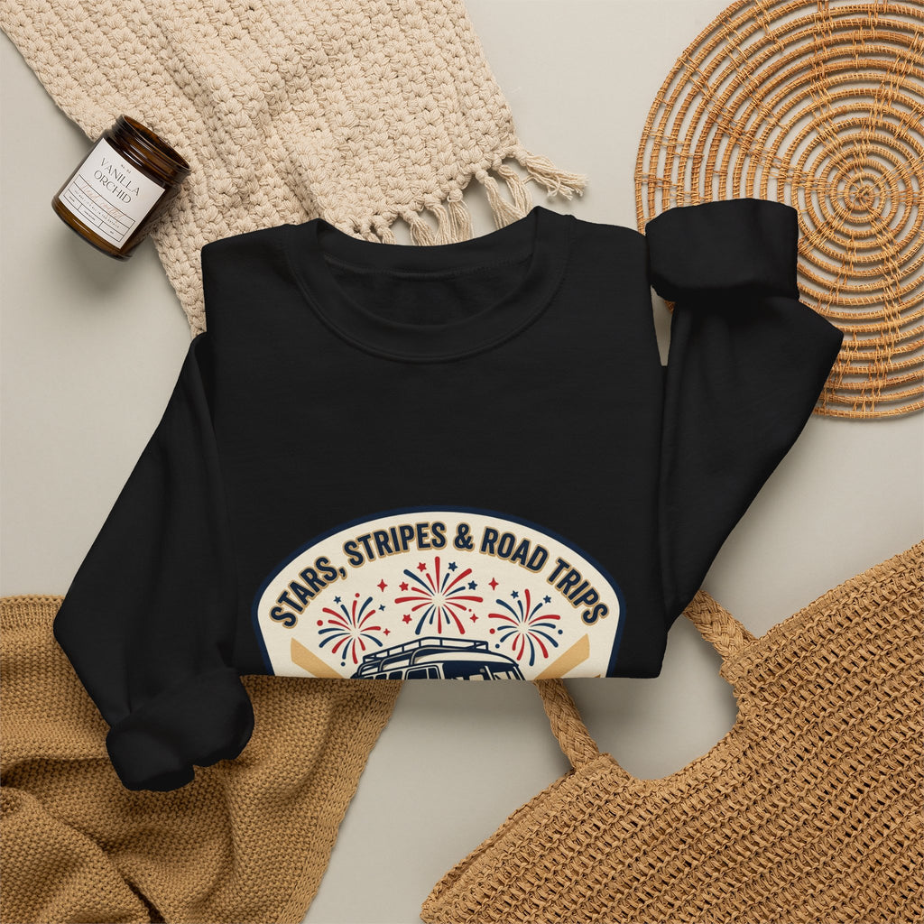 Retro VW Camper Fourth of July Sweatshirt | vintage USA, red white blue