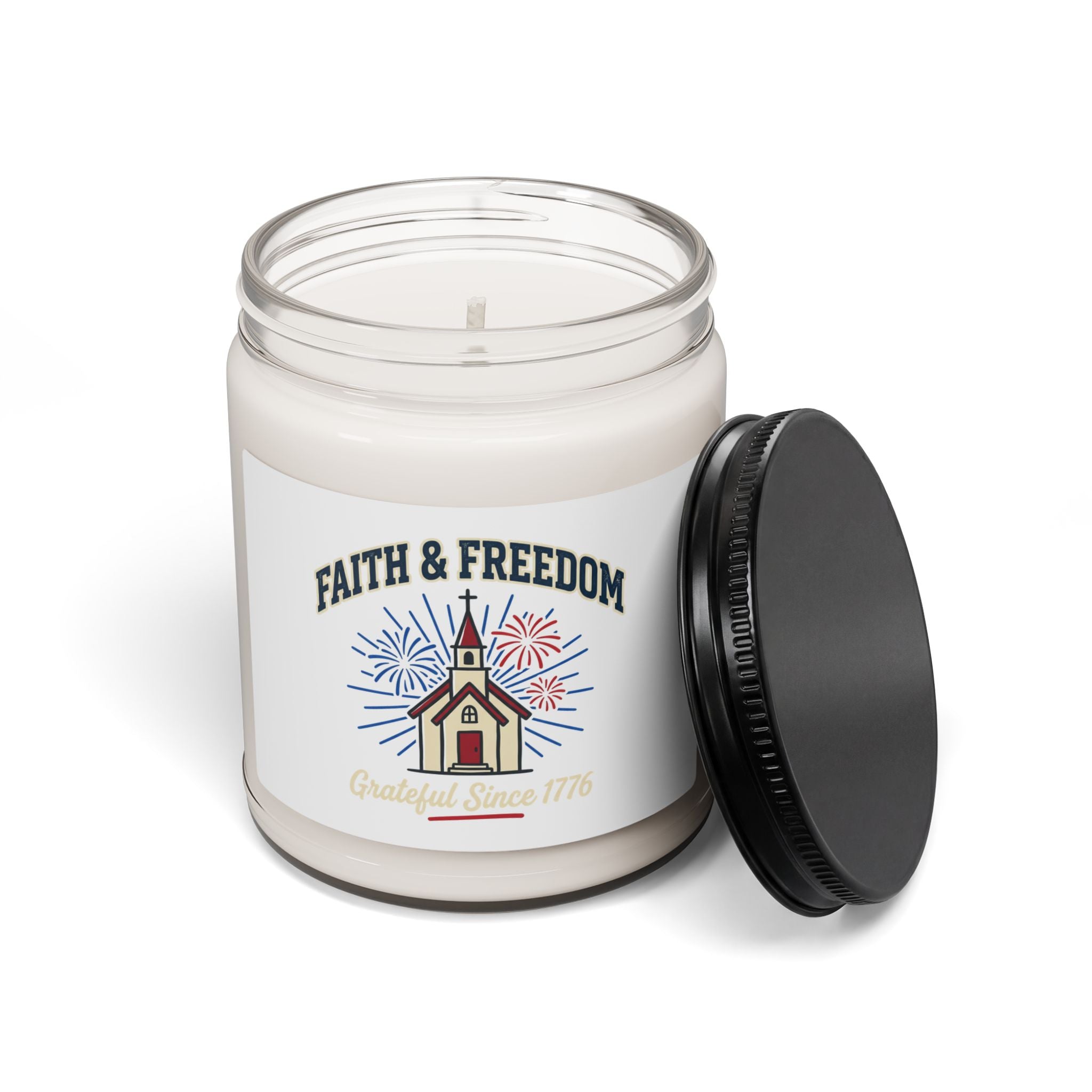 Faith & Freedom Church Candle, Patriotic Soy Candle | July 4th, Vintage Americana