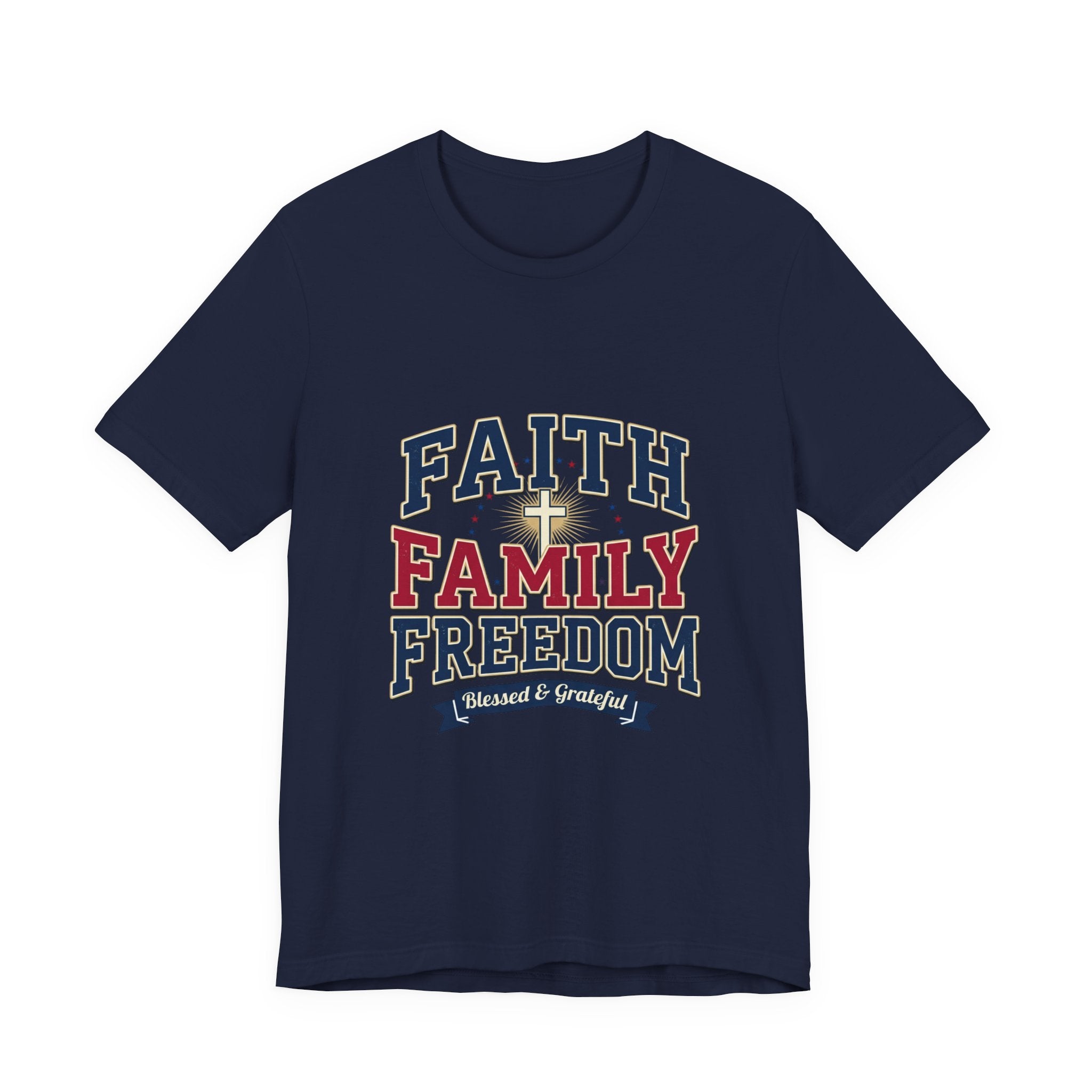 Faith Family Freedom Tee | Faith-based Patriotic July 4th, Vintage Americana