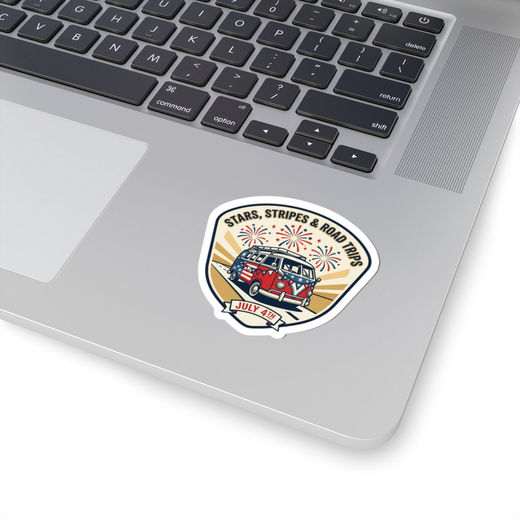 Stars & Stripes Road Trip Sticker | 4th of July, Vintage Americana