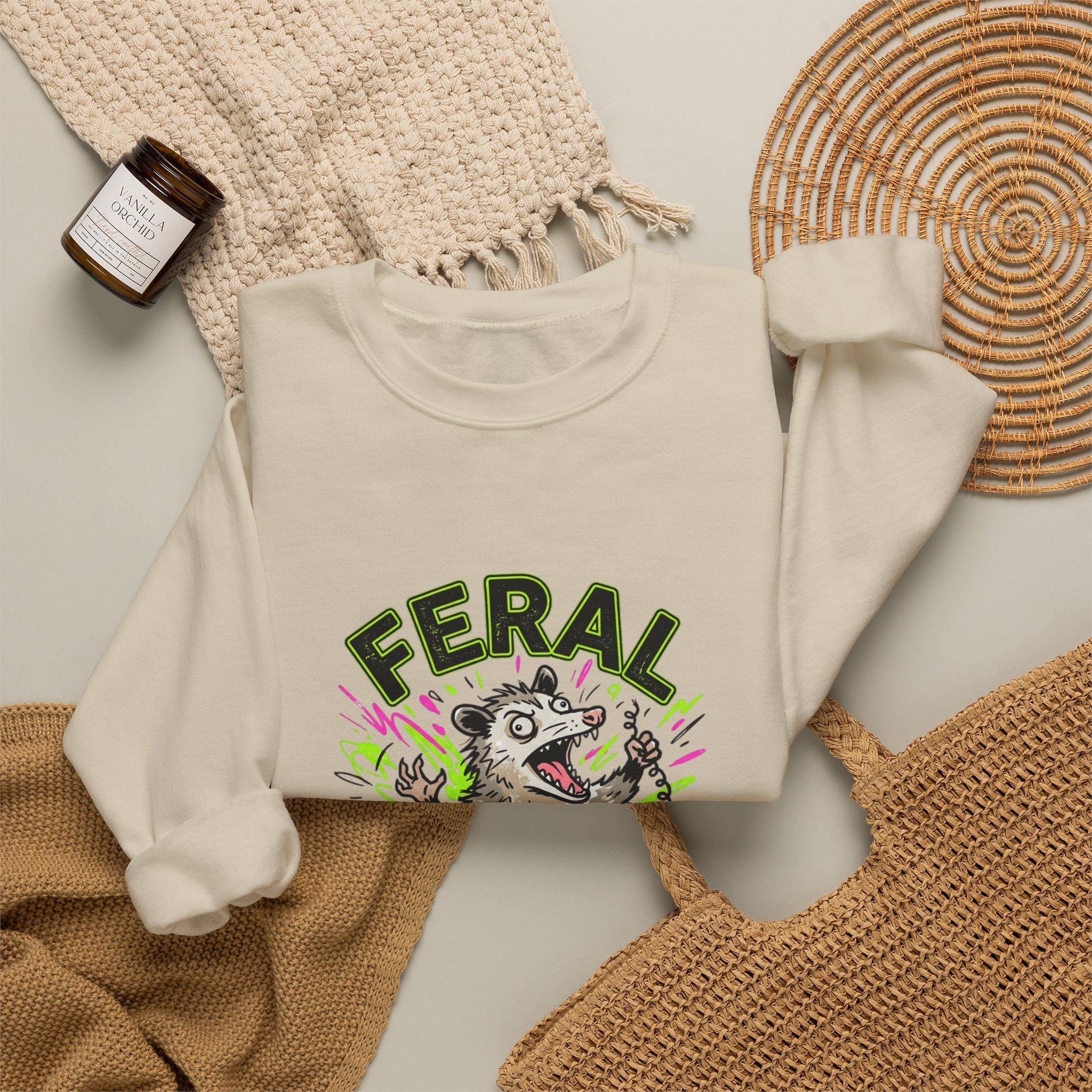 Feral But Free possum illustration Sweatshirt | feral, chaotic humor