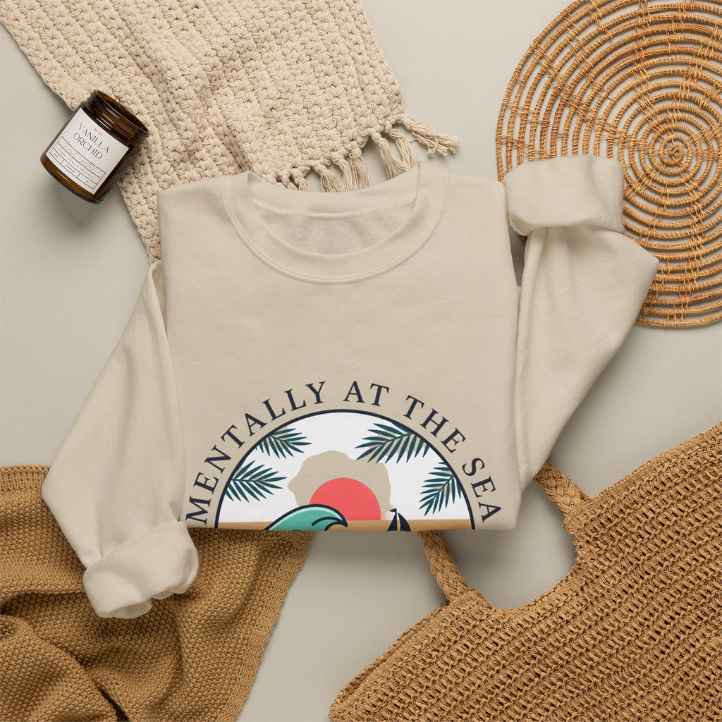 Mentally at the Sea Crewneck Sweatshirt | coastal aesthetic, sea breeze