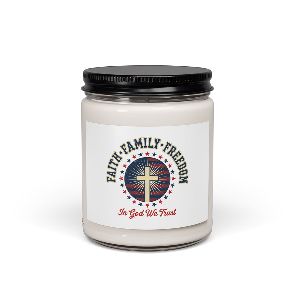 Faith Family Freedom Candle, 9oz Soy, Patriotic Faith-Based July 4th