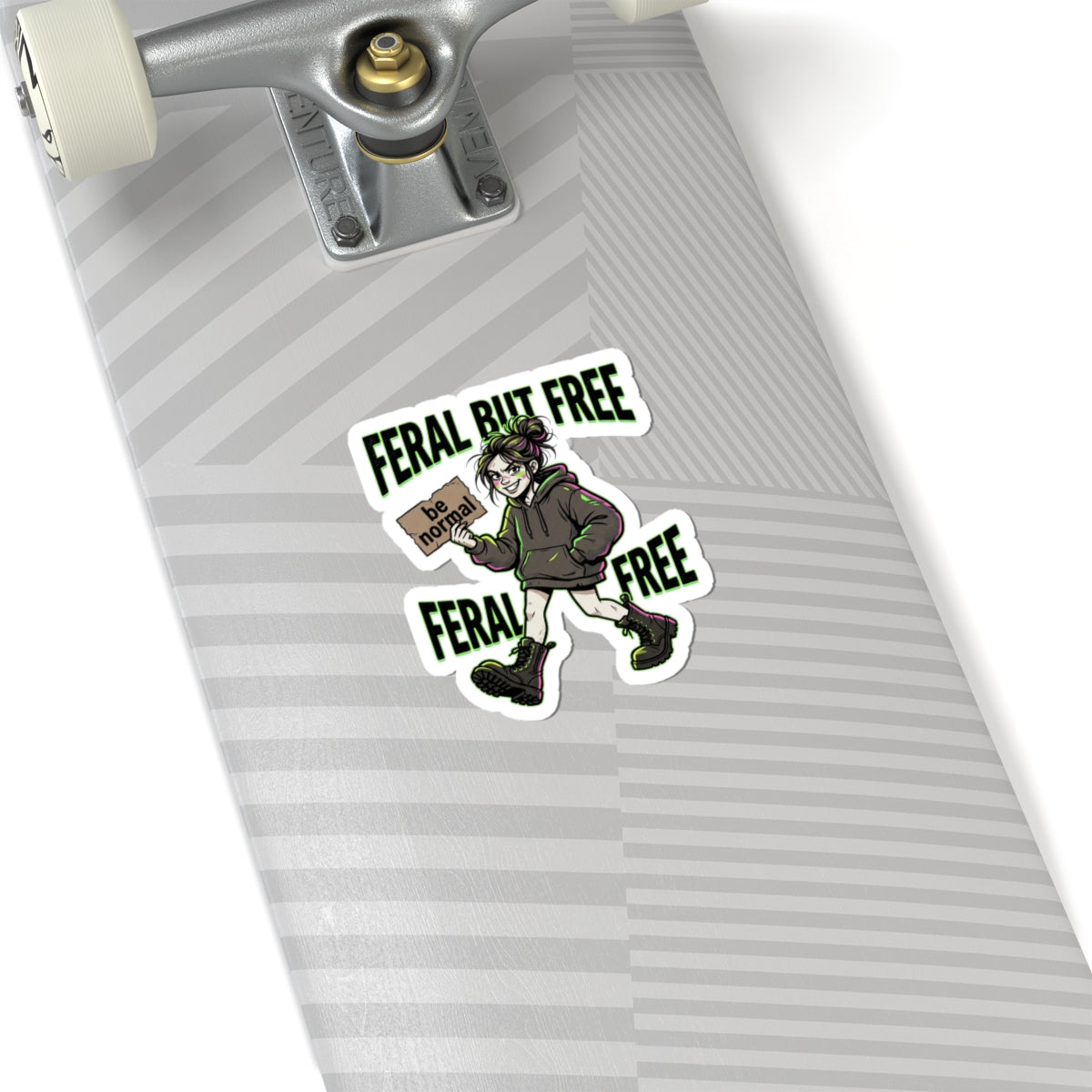 Feral But Free sticker | chaotic quirky humor, millennial burnout