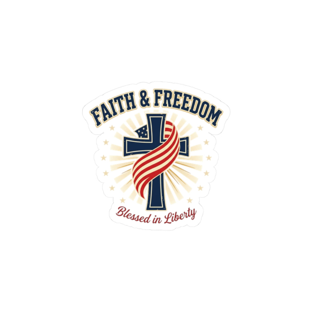 Faith & Freedom Cross Sticker | Patriotic, Faith-Based 4th of July