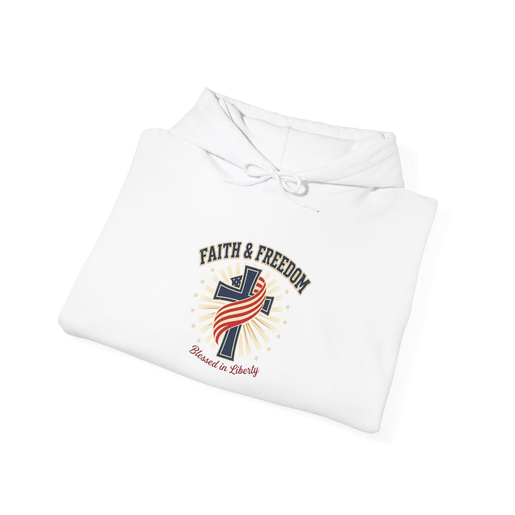 Faith & Freedom Cross Flag Hoodie | Patriotic, Faith-based, July 4th Vintage Americana