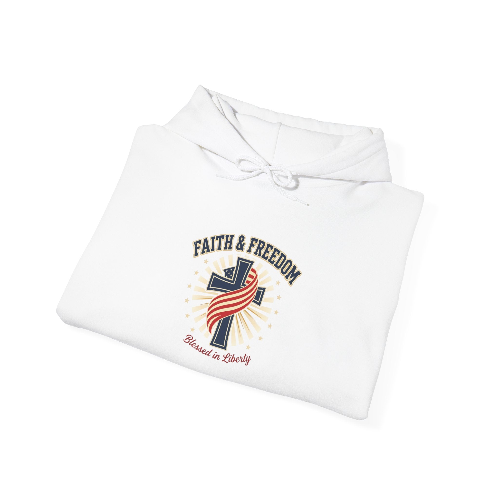 Faith & Freedom Cross Flag Hoodie | Patriotic, Faith-based, July 4th Vintage Americana