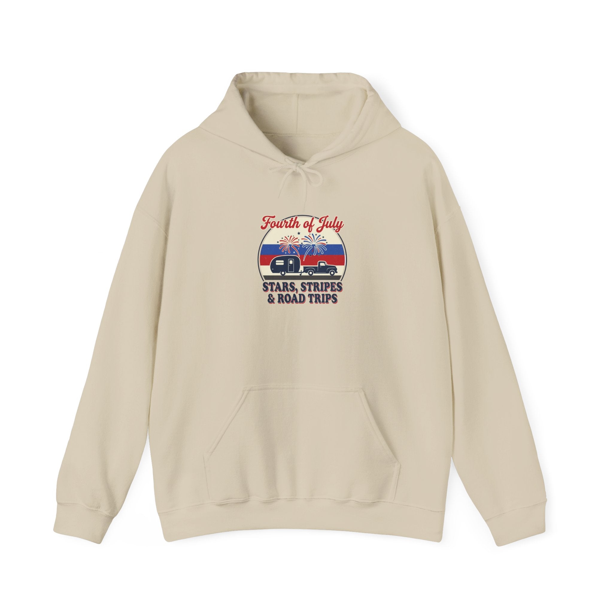 Stars & Road Trips Hoodie | vintage Americana, red white blue