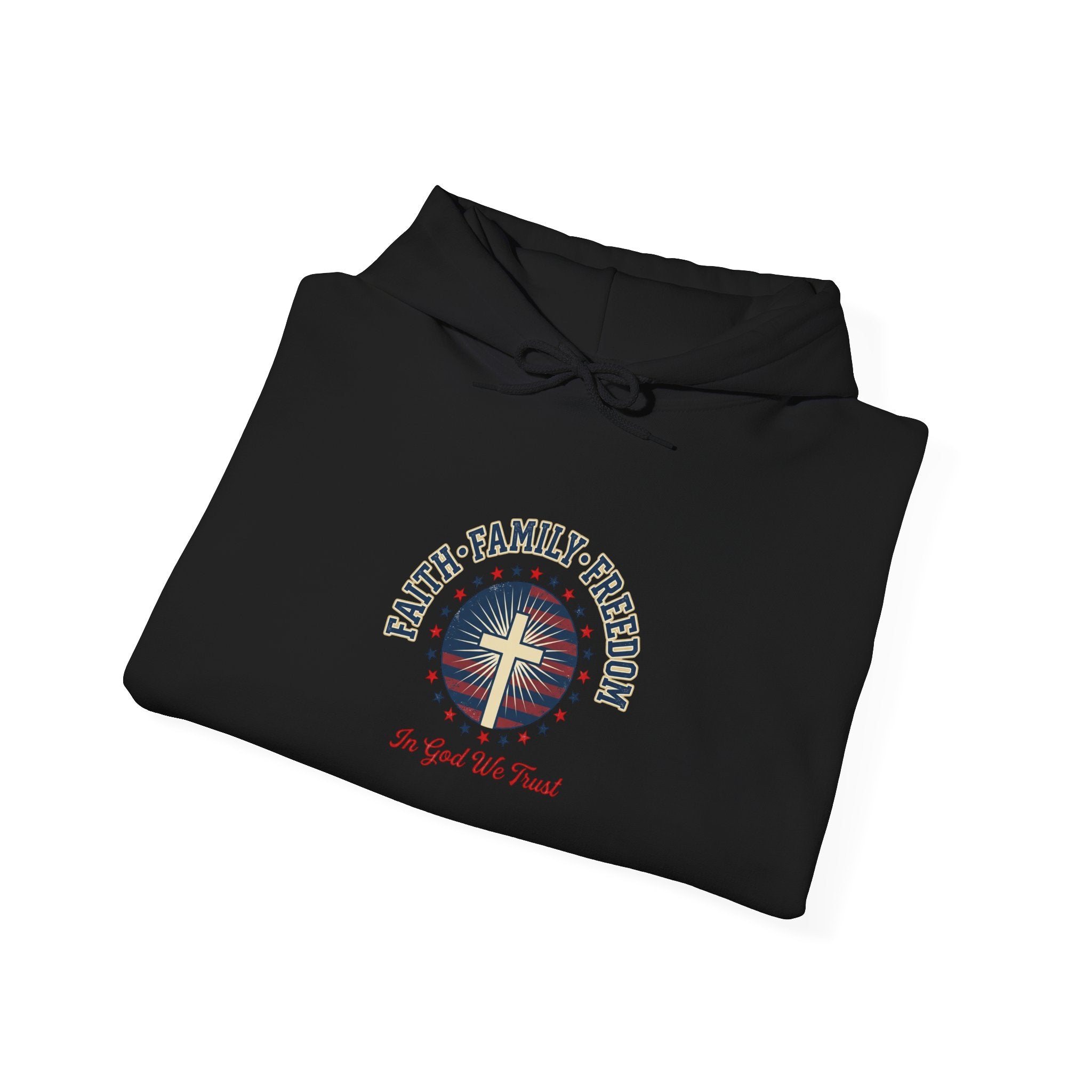 Faith·Family·Freedom Hoodie | Faith-based Patriotic, Vintage Americana
