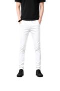 Pajama Pants — Minimal White Lounge Pants with Black Leg Photo Accent