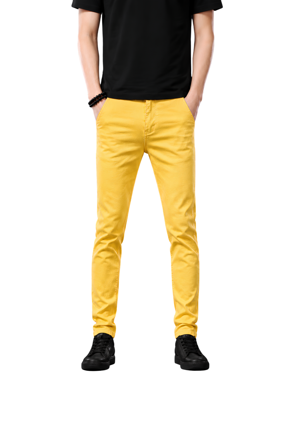 Pajama Pants — Minimal White Lounge Pants with Black Leg Photo Accent