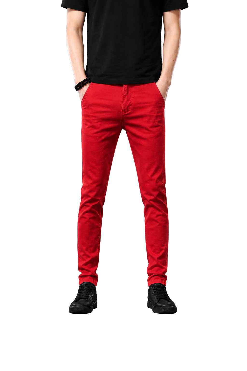 Pajama Pants — Minimal White Lounge Pants with Black Leg Photo Accent