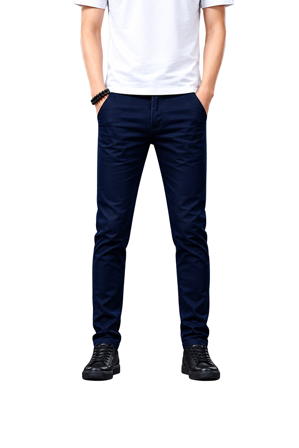 Pajama Pants — Minimal White Lounge Pants with Black Leg Photo Accent