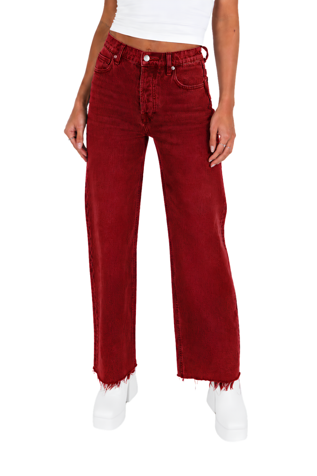 Pajama Pants — Minimal White Lounge Pants with Black Leg Photo Accent