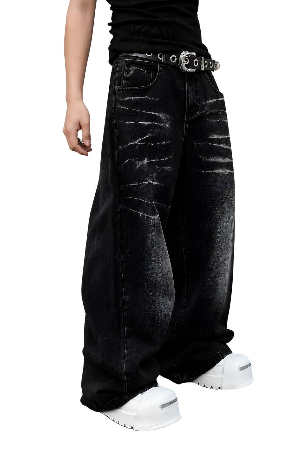 Pajama Pants — Minimal White Lounge Pants with Black Leg Photo Accent