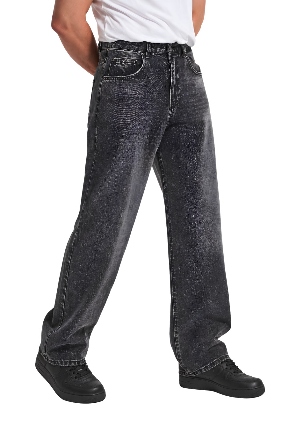 Pajama Pants — Minimal White Lounge Pants with Black Leg Photo Accent