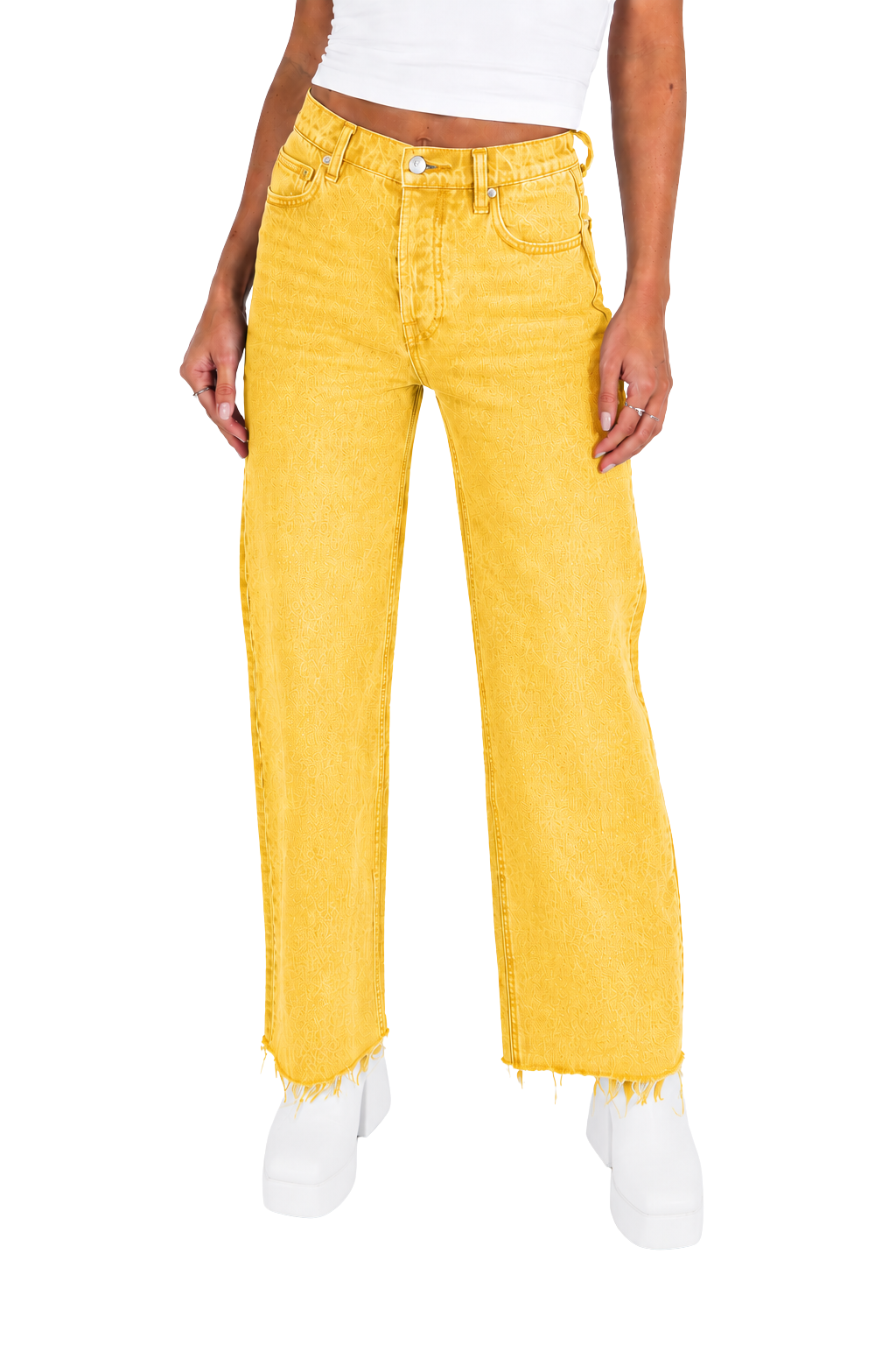 Pajama Pants — Minimal White Lounge Pants with Black Leg Photo Accent