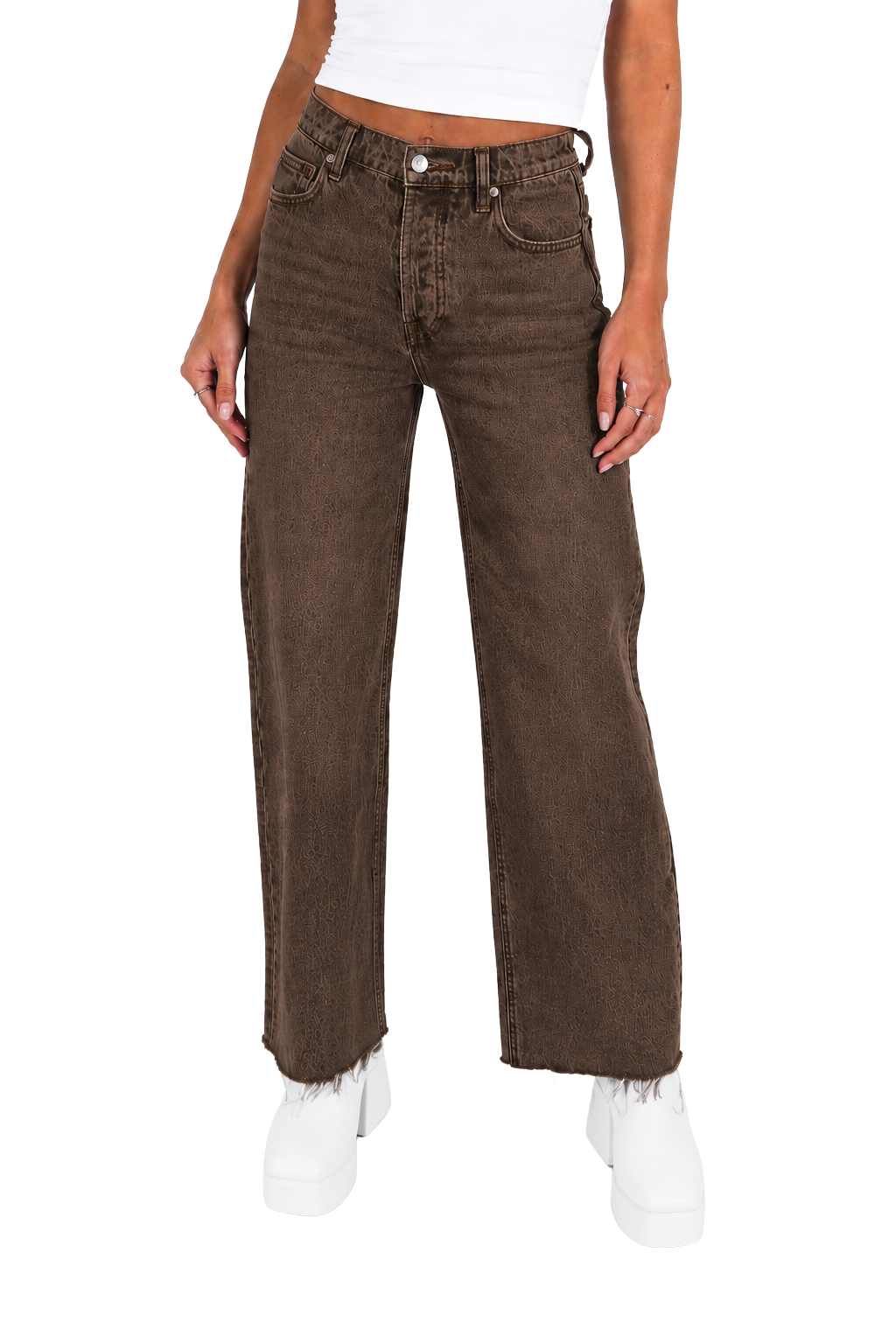 Pajama Pants — Minimal White Lounge Pants with Black Leg Photo Accent