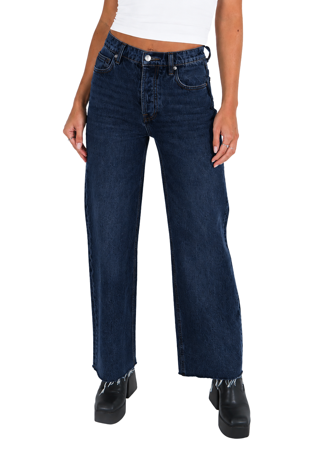 Pajama Pants — Minimal White Lounge Pants with Black Leg Photo Accent