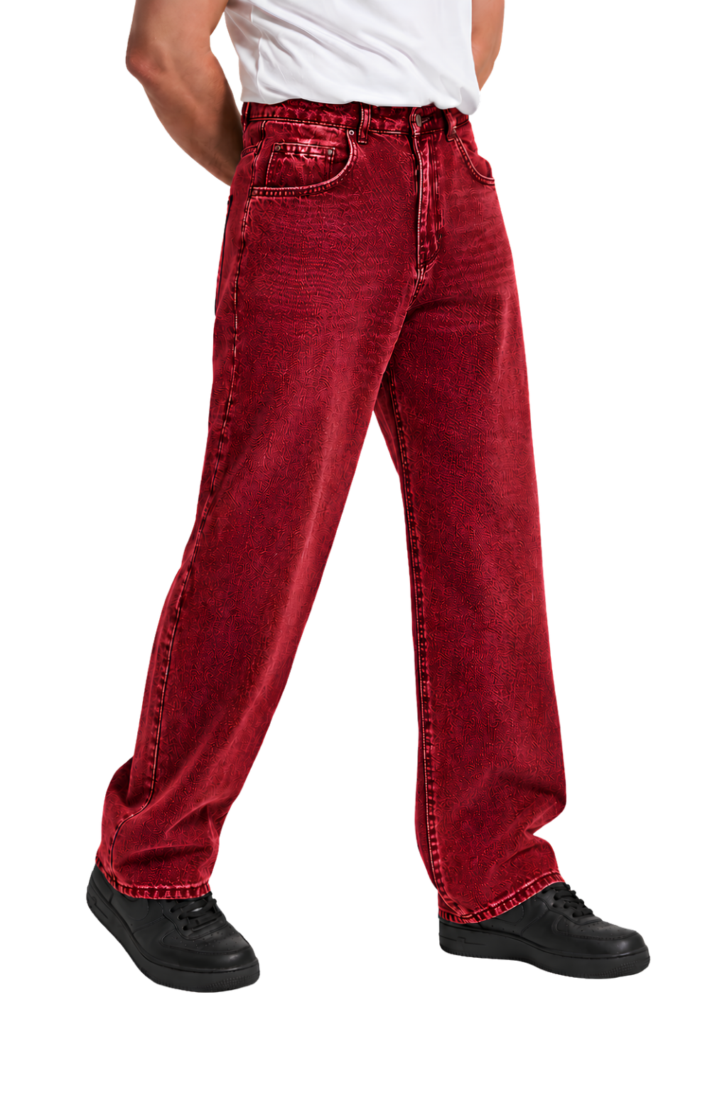 Pajama Pants — Minimal White Lounge Pants with Black Leg Photo Accent