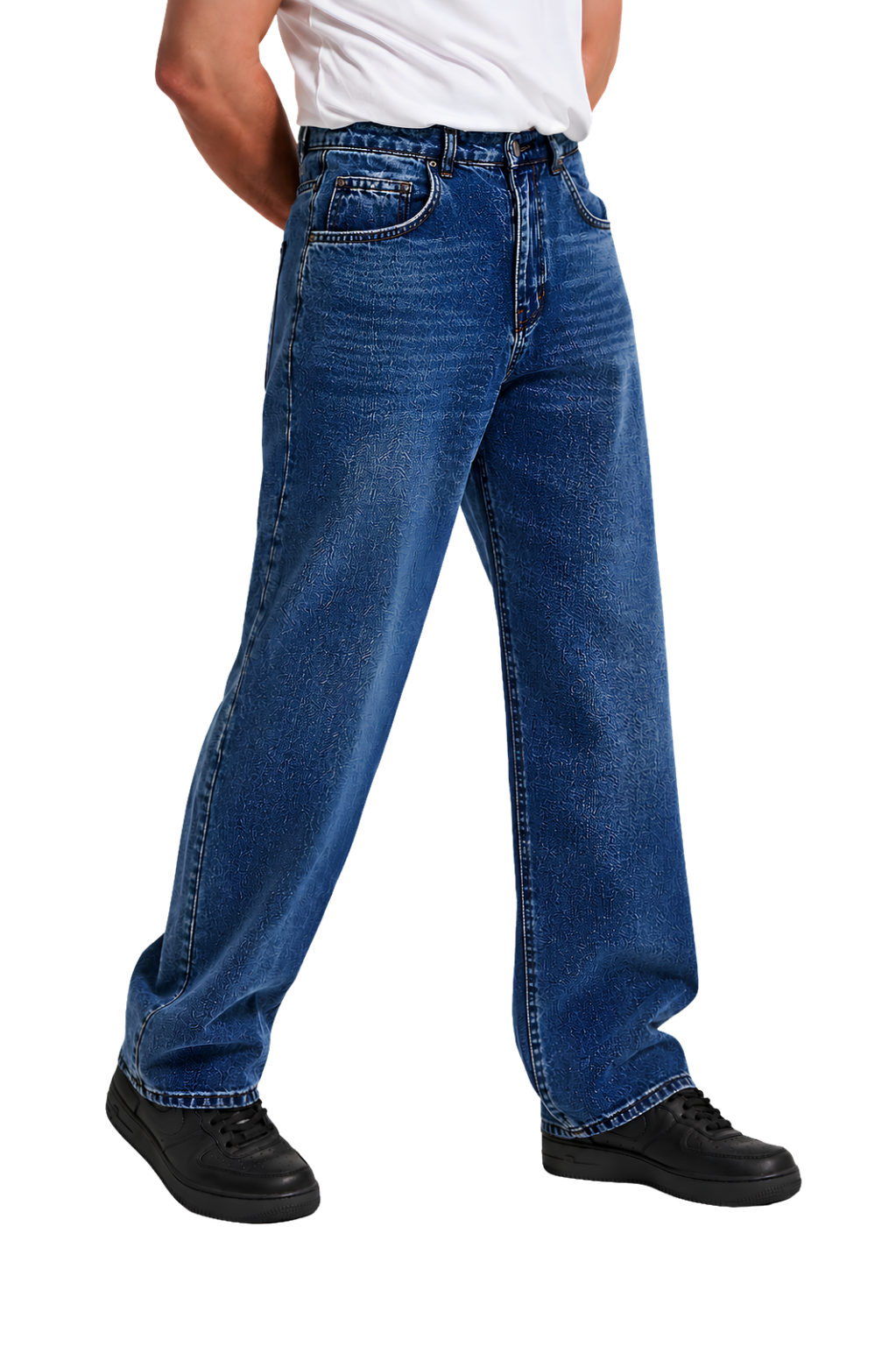 Pajama Pants — Minimal White Lounge Pants with Black Leg Photo Accent