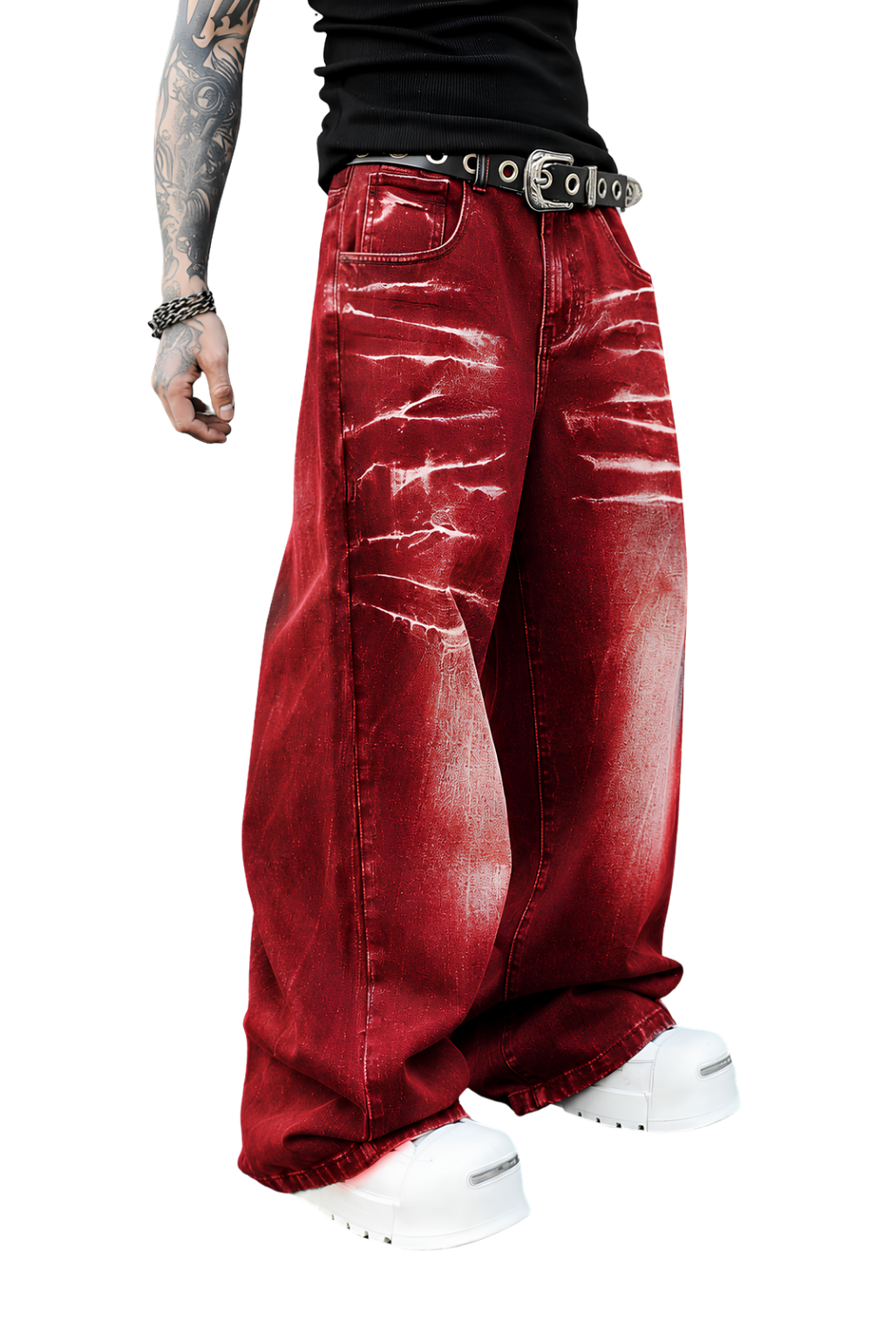 Pajama Pants — Minimal White Lounge Pants with Black Leg Photo Accent