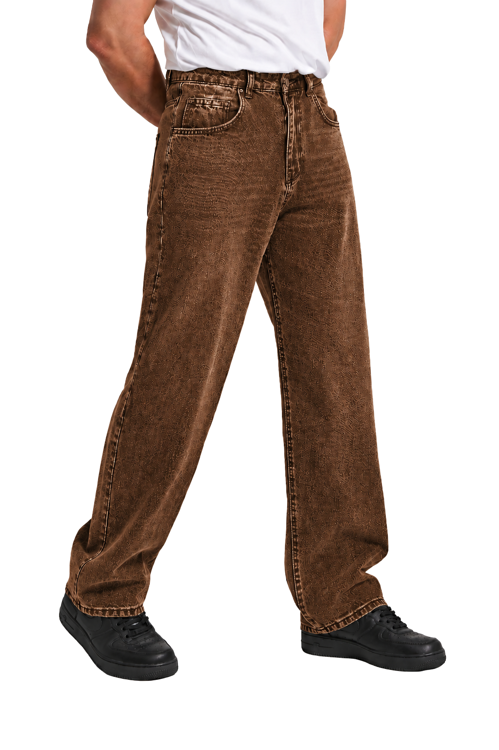 Pajama Pants — Minimal White Lounge Pants with Black Leg Photo Accent