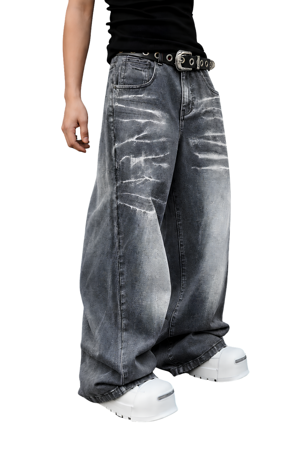 Pajama Pants — Minimal White Lounge Pants with Black Leg Photo Accent