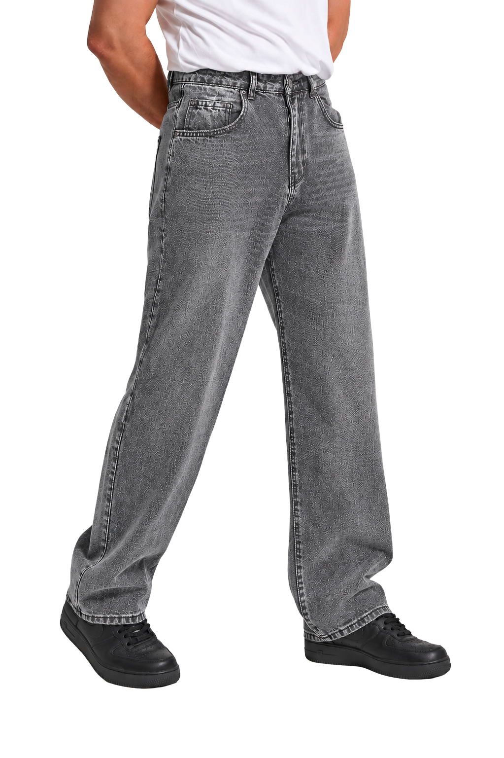 Pajama Pants — Minimal White Lounge Pants with Black Leg Photo Accent
