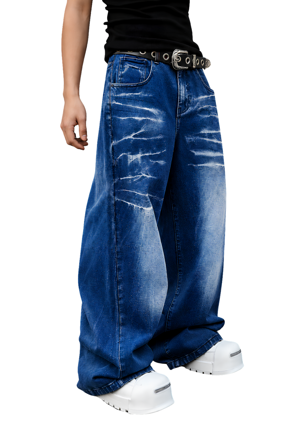 Pajama Pants — Minimal White Lounge Pants with Black Leg Photo Accent