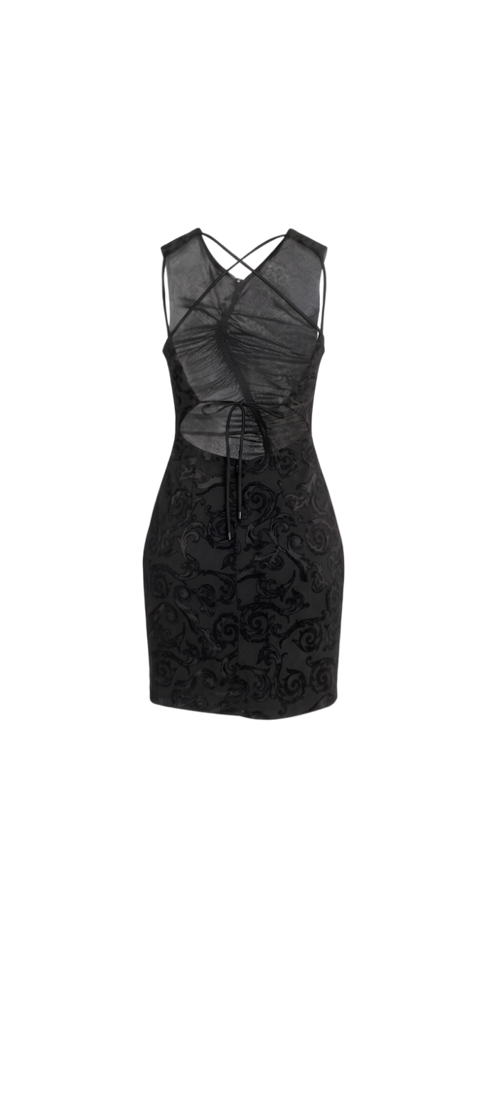 Chic Little Black Dress Pencil Skirt — Graphic White AOP Skirt